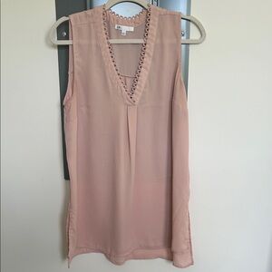 DR2 Blush Sleeveless Top with Scalloped V-Neck
